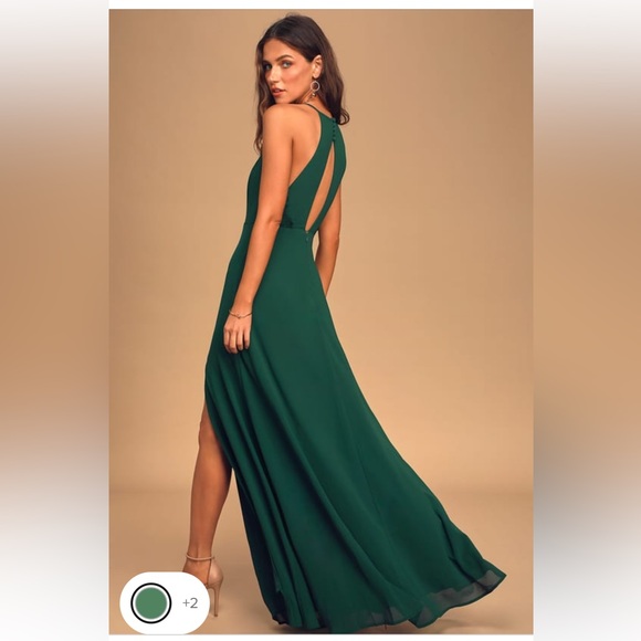 Lulus size small hunter green bridesmaid or wedding guest dress - Picture 5 of 9